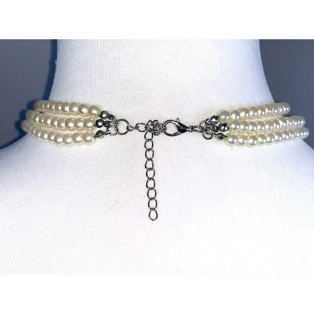 Multistrand Ombre Faux Pearl Collar Choker Statement Necklace